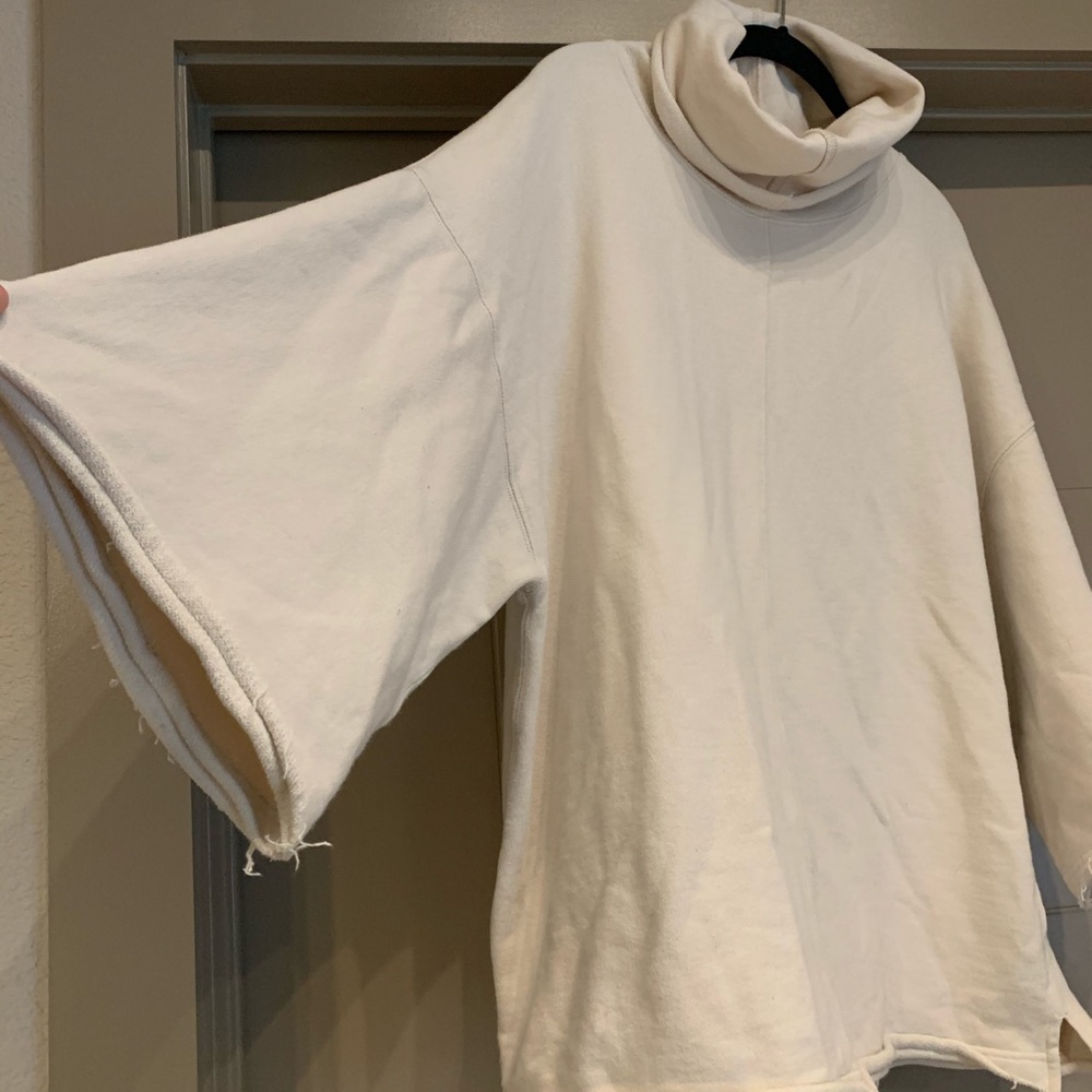 Free People Cream Oversized Sweatshirt